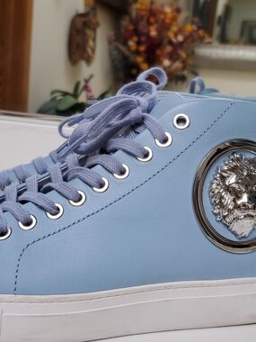 Versus Versace Powder Blue Leather High End Designer Sneaker